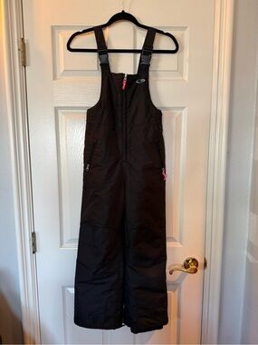 Champion Kids Black Snow Bib One-Piece with Pink Zipper Accents